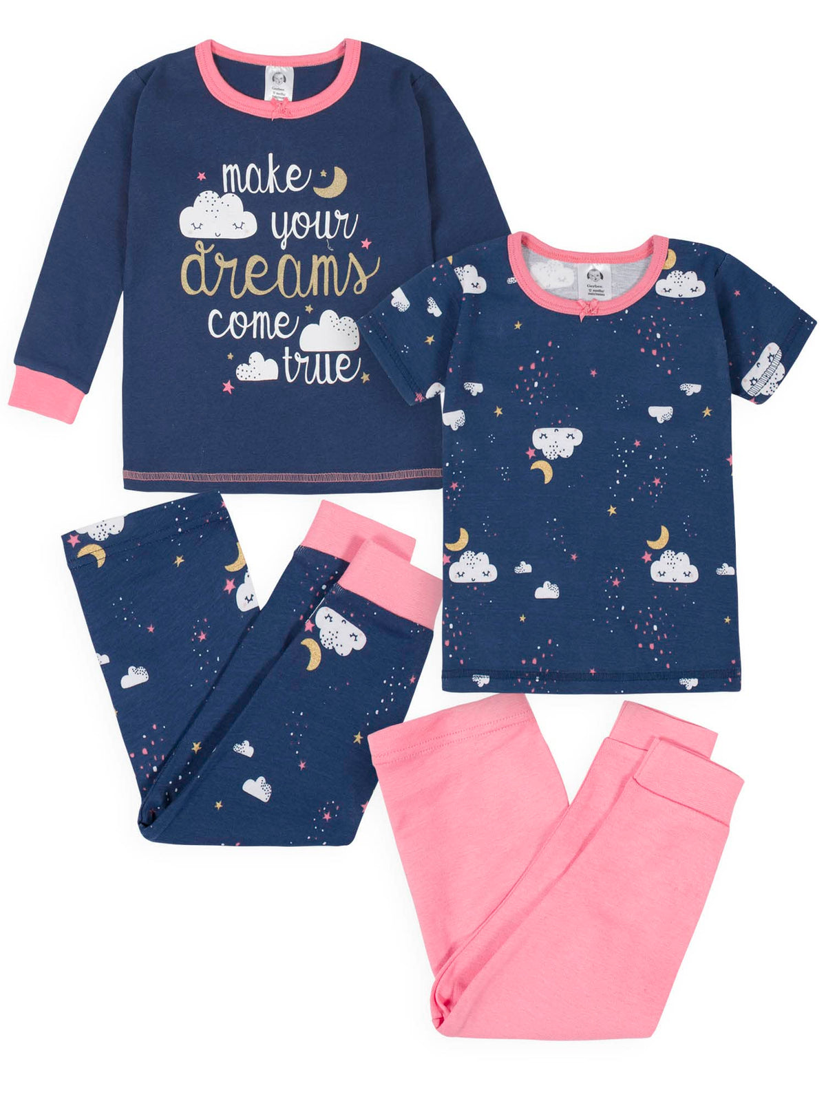 Gerber Baby Girls 4-Piece Pajama Set