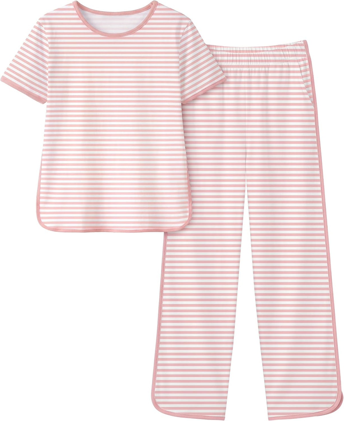 Yoofoss Girls Pajamas Organic Cotton Loose Fit Kids Pjs 2 Piece Sleepwear Short Sleeves & Long Pants Girls Clothes