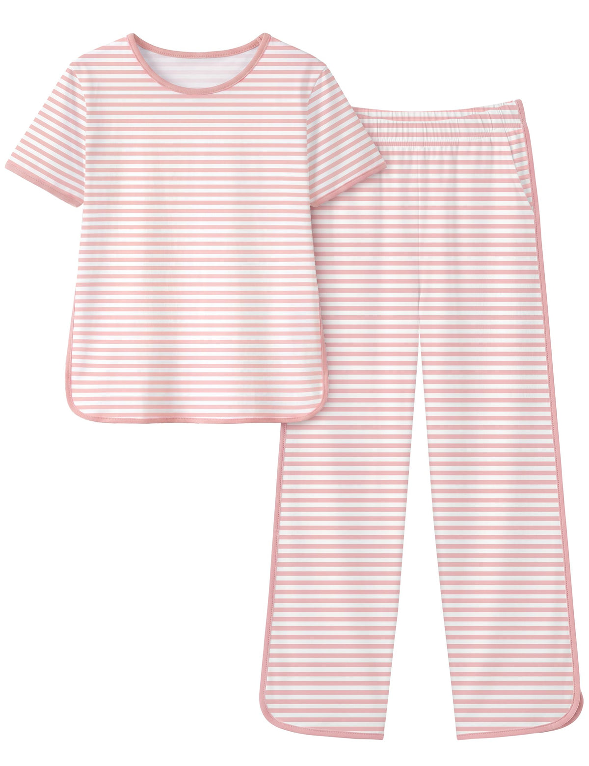 Yoofoss Girls Pajamas Organic Cotton Loose Fit Kids Pjs 2 Piece Sleepwear Short Sleeves & Long Pants Girls Clothes