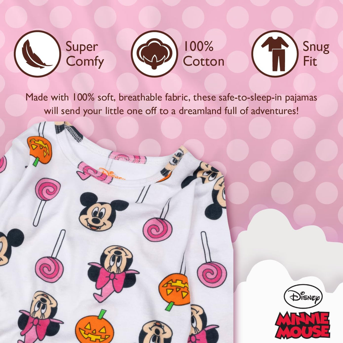 Disney unisex-child 2-piece Snug-fit Cotton Holiday Pajama Set, Soft & Cute for Kids