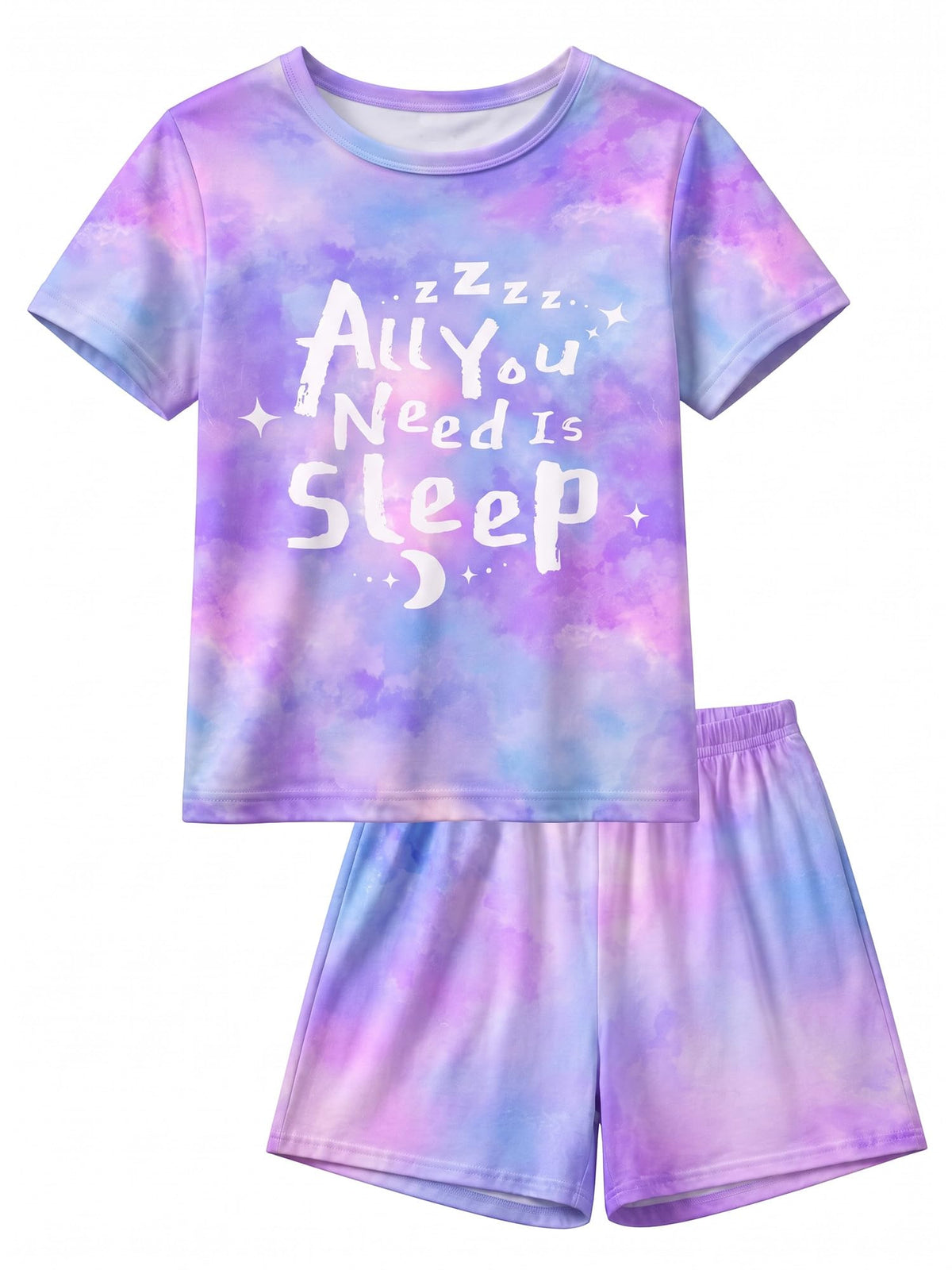 MHJY Girls Pajama Set 2-Piece Short Sleeve Soft Summer Sleepwear for Kids