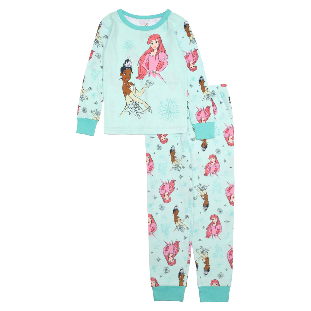 Disney Girls' 2-piece Snug-fit Cotton Holiday Matching Pajama Set, Soft & Cute for Kids