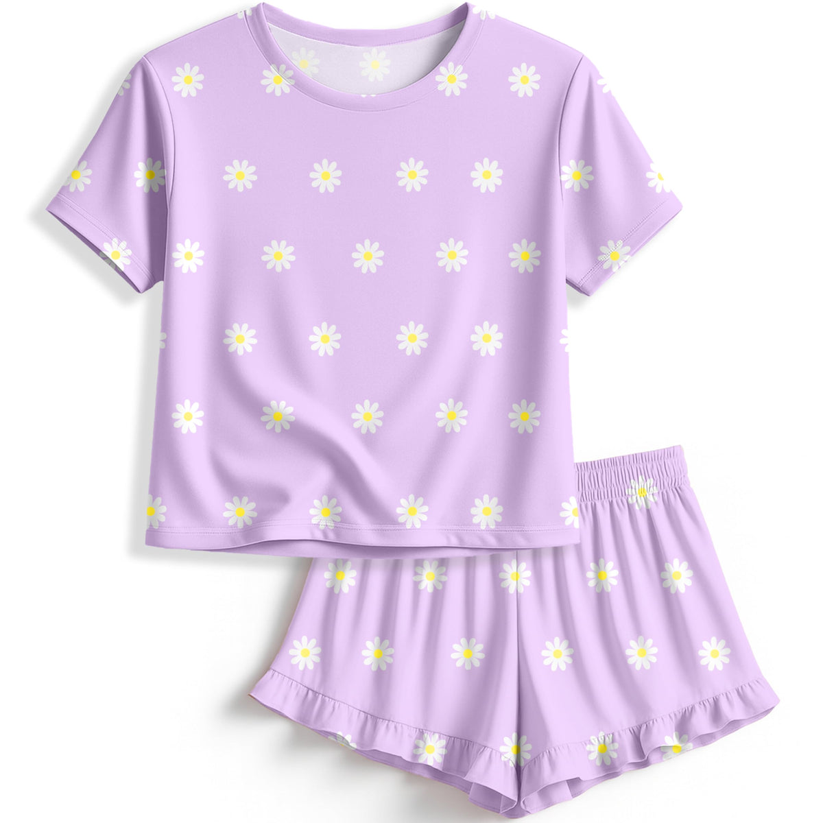 Petite&Me Soft Girls Pajamas with Ruffle Shorts, Cute Girls PJs Size 6-14