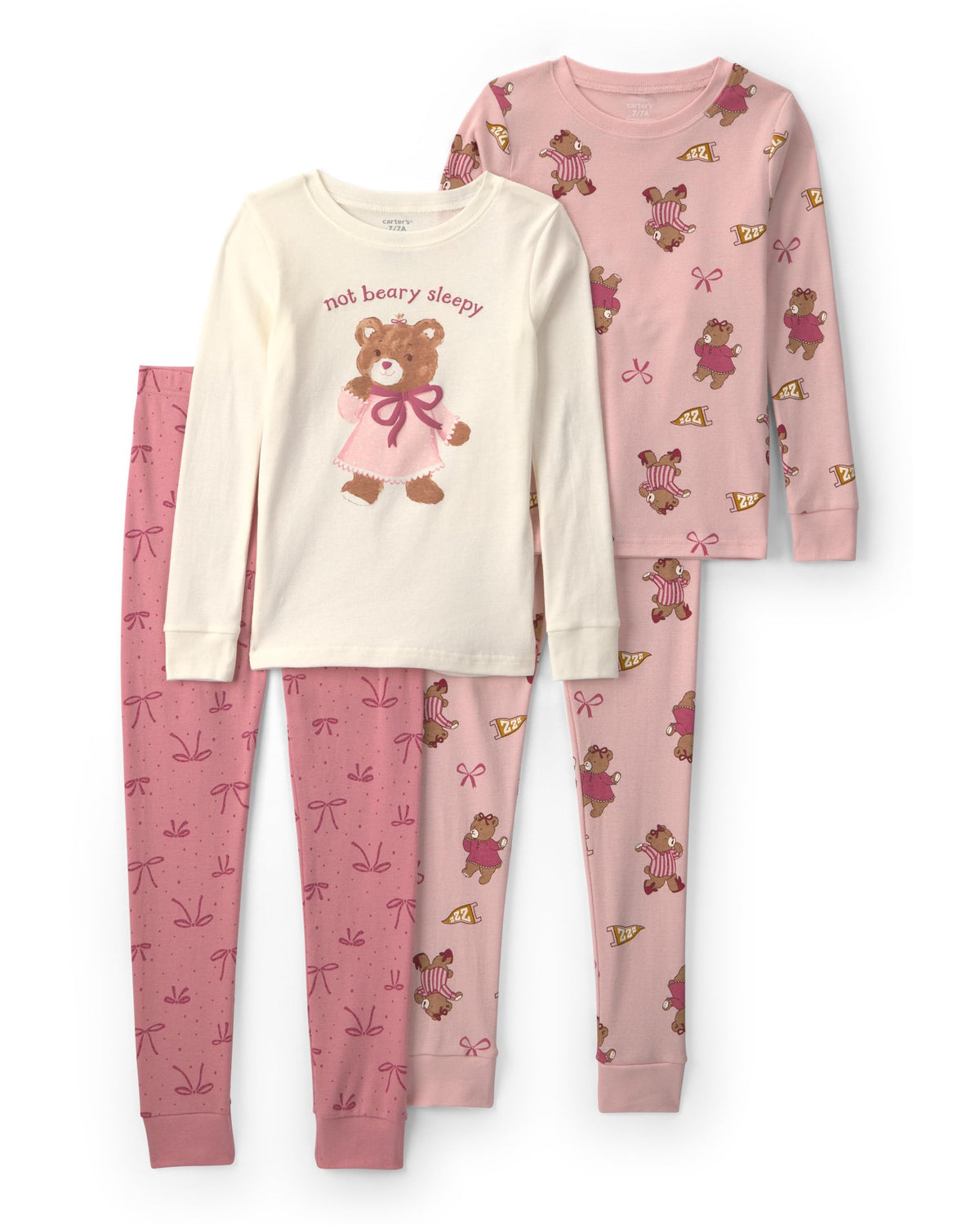 Carter's Girls' 4-piece Tight Fit Cotton Pajama Set