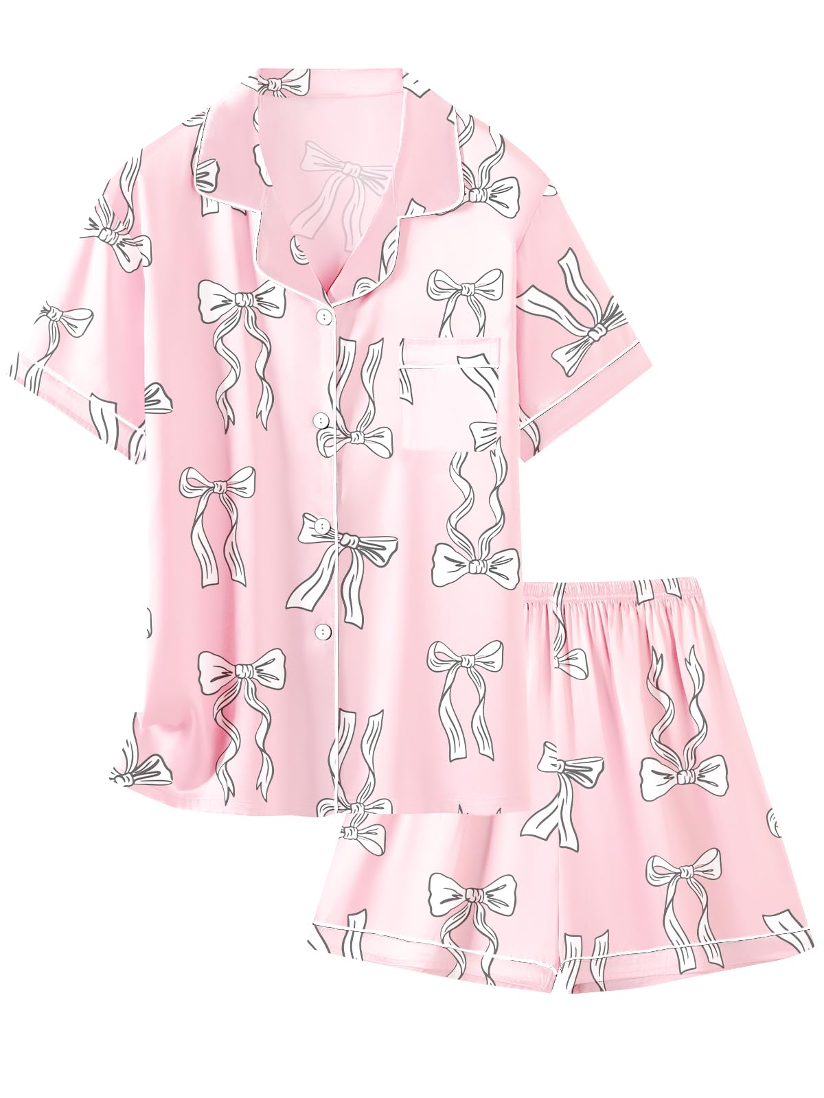 Girls & Womens Satin Pajamas Set, Silk Button-Down Sleepwear 2 Piece Nightwear, 3 Years - Women XXL