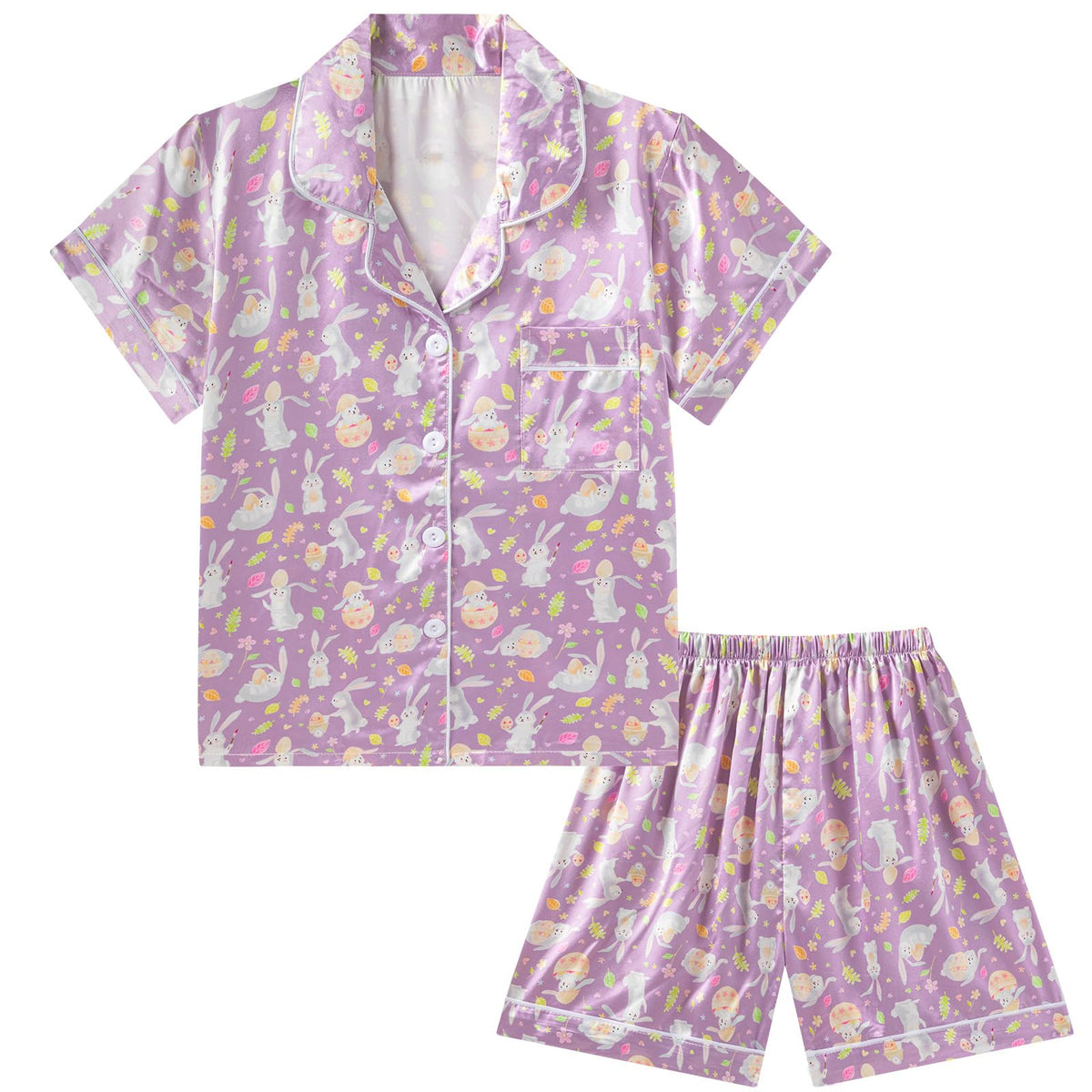 DIPUG Girls Pajamas Satin Pjs Short Sleeve Sleepover Party Gift