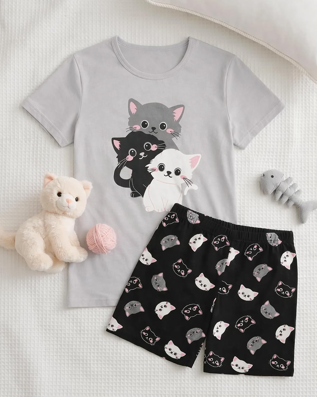 HONGTEYA Cotton Girls Clothes Kids Short Sleeve for 4-15T Years