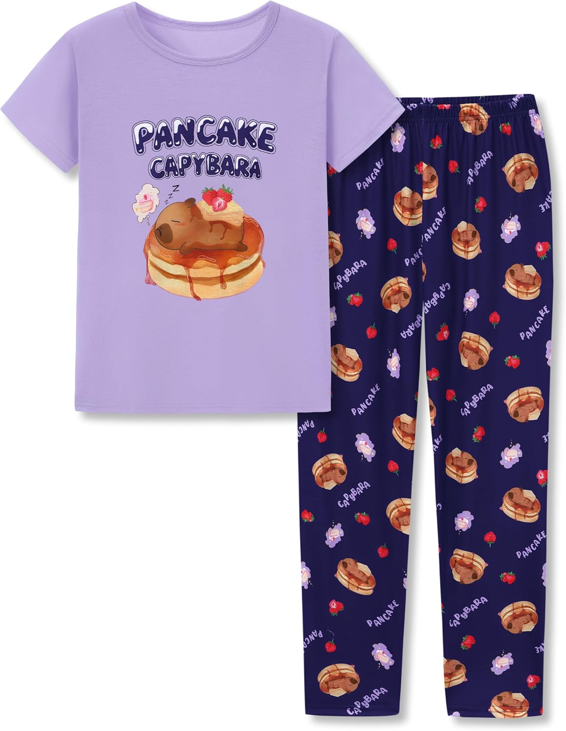 Beezizac Girls Pajamas Cute Print Short/Long Sleeve Pants Set Size 6-18