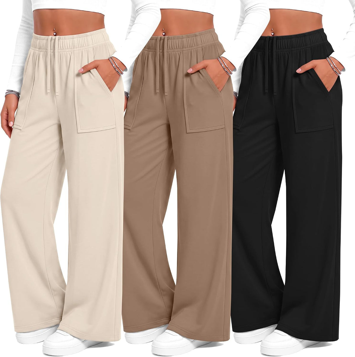3 Pack Girls Wide Leg Pants Yoga Trousers