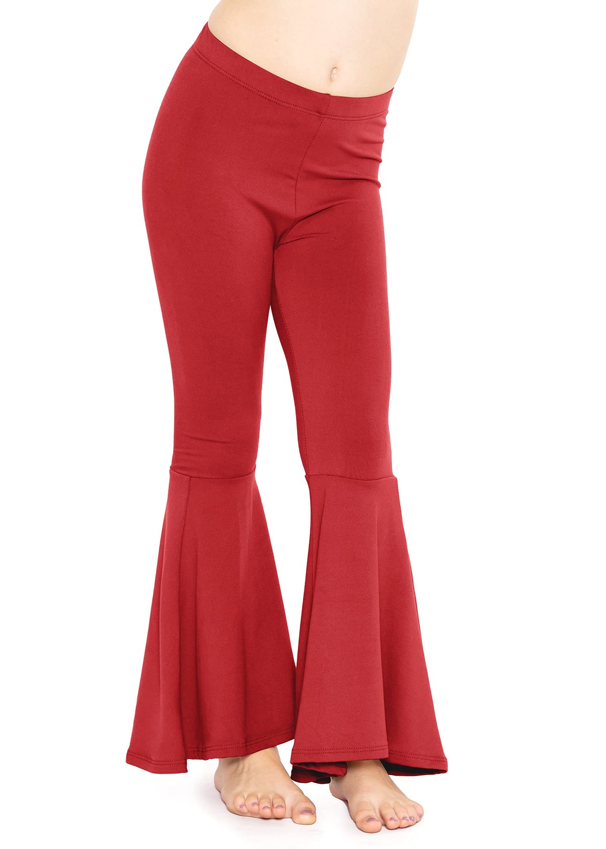 STRETCH IS COMFORT Girls Stretch Bell Bottoms Flare Pants Little | Big Kid Ruffle Bootcut Leggings | Sizes 2-14
