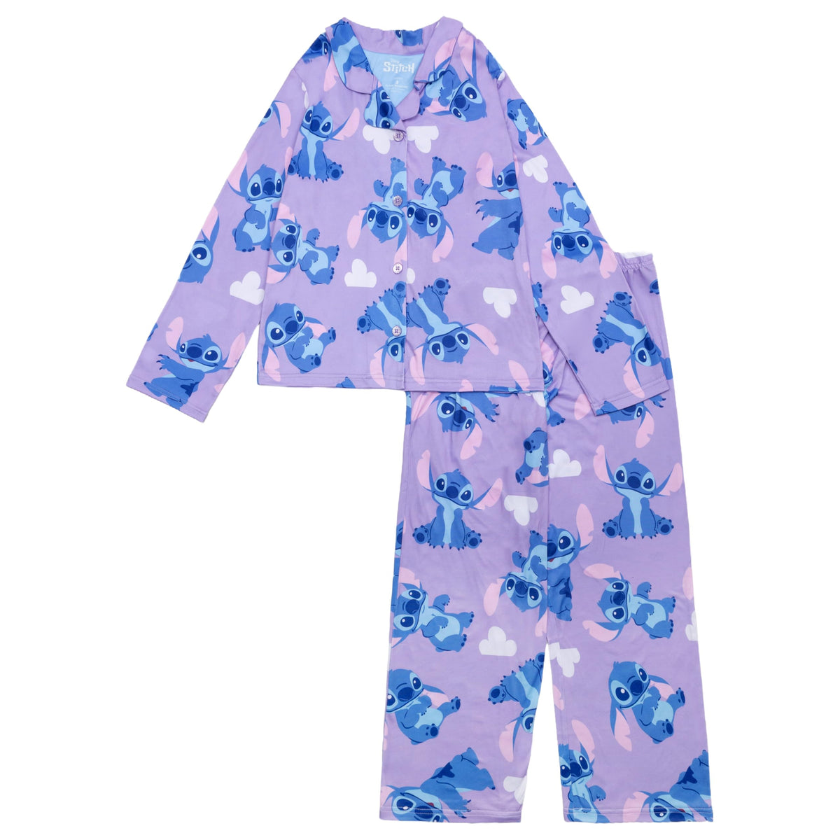 Disney girls 2-piece Loose-fit Button Down Matching Pajama Set, Soft & Cute for Kids