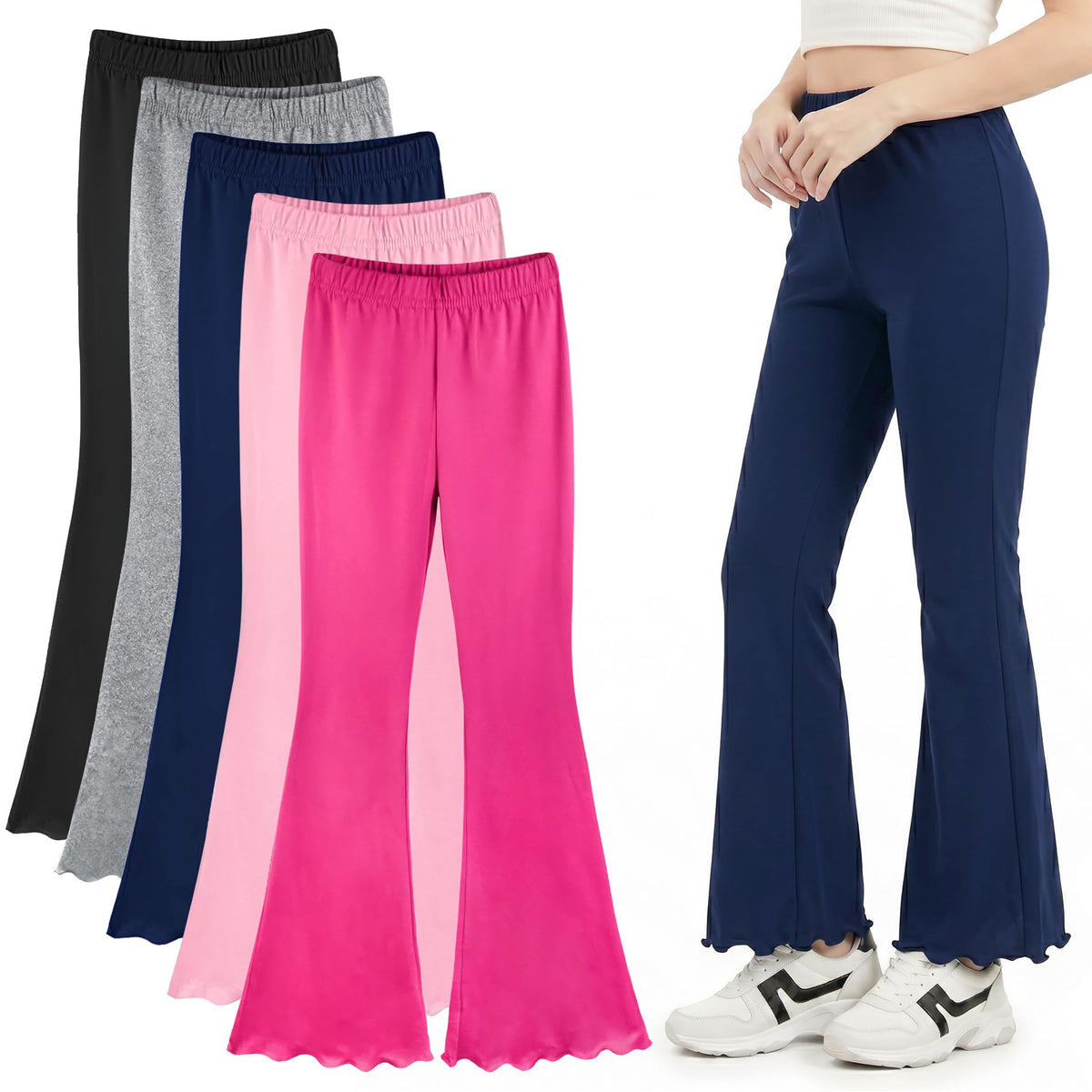 Flair Legging for Kids Teen Girls Mid Waisted Bell Bottom Yoga Pants School