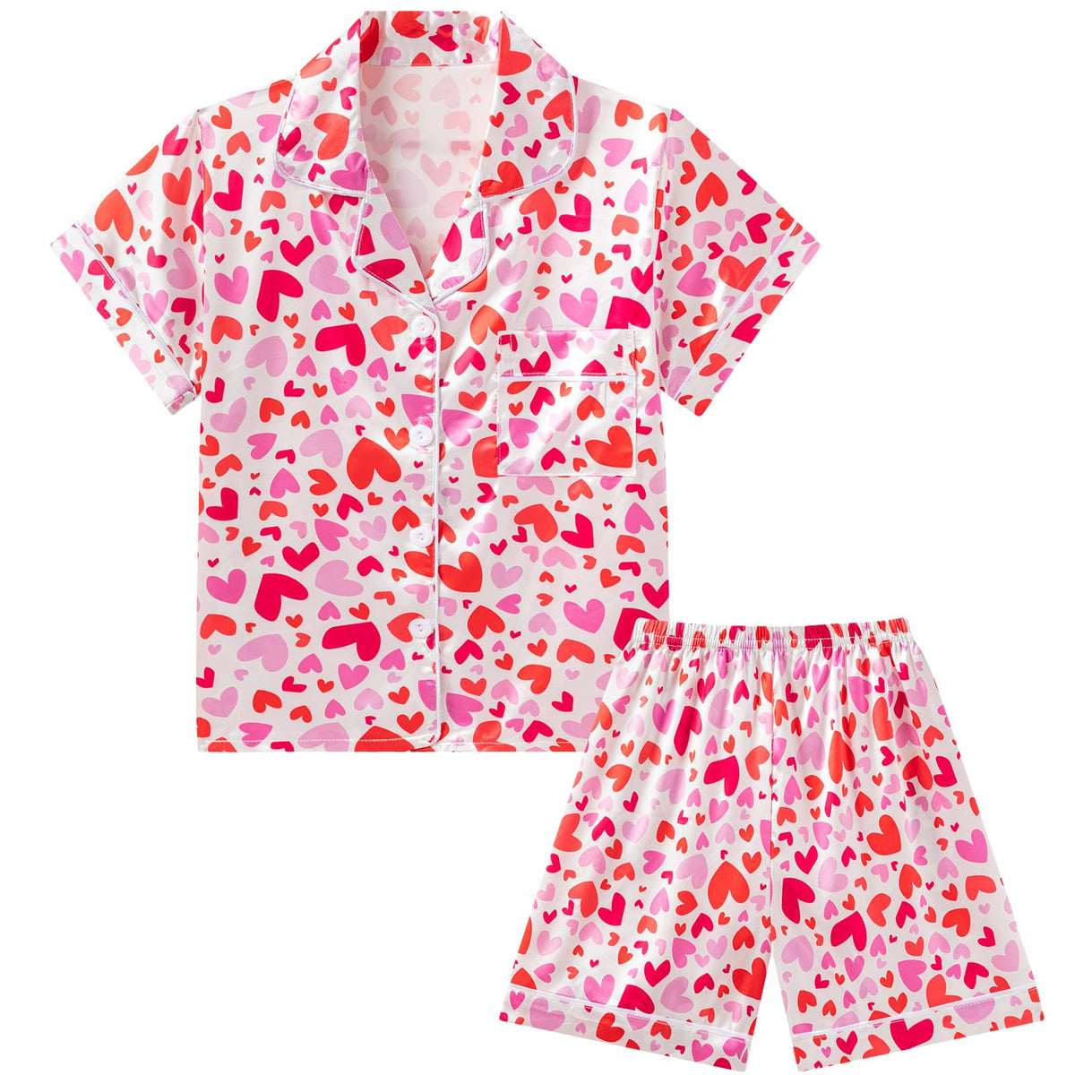 DIPUG Girls Pajamas Satin Pjs Short Sleeve Sleepover Party Gift