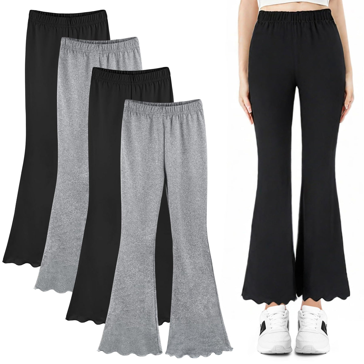 3 Pcs Girls Flare Leggings Mid Waisted Bell Bottom Yoga Pants