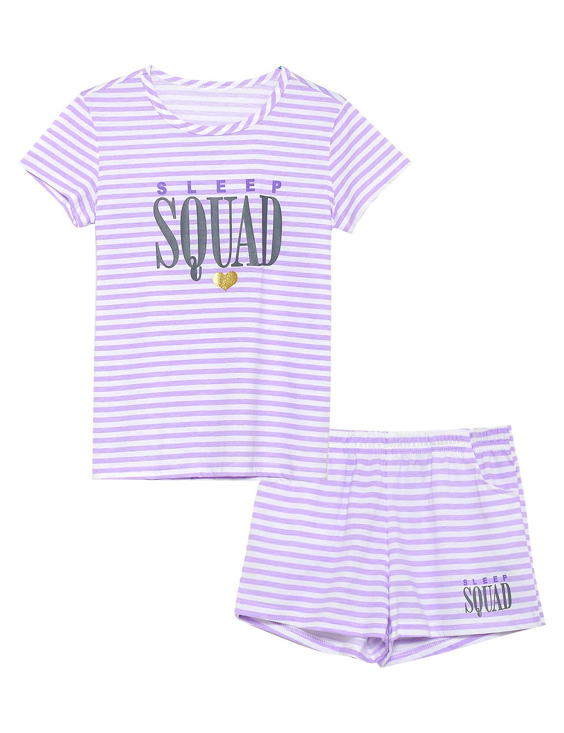 Cozchique Girls Striped Soft Short Sleeve & Shorts Pajama Set Sizes 4T-18