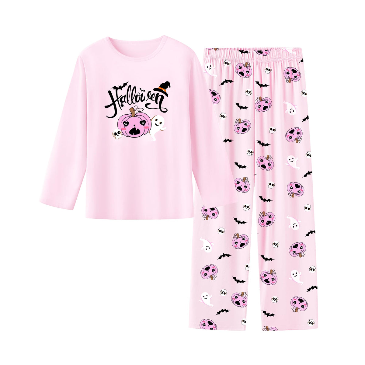 Umeyda 2-Piece Pajama Set for Girls, 100% Cotton Cartoon Pattern Sleepwear Pjs Set Size 5-14