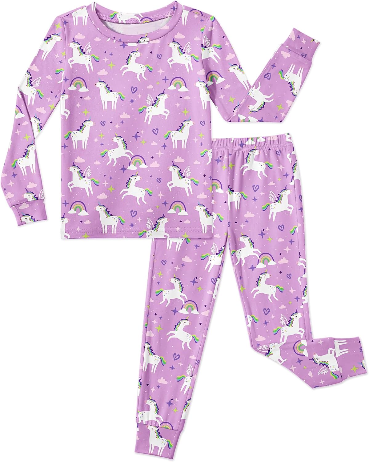 Arshiner Girls Pajamas Cute Snug Fit Long Sleeve Pjs Set Kids Sleepwear