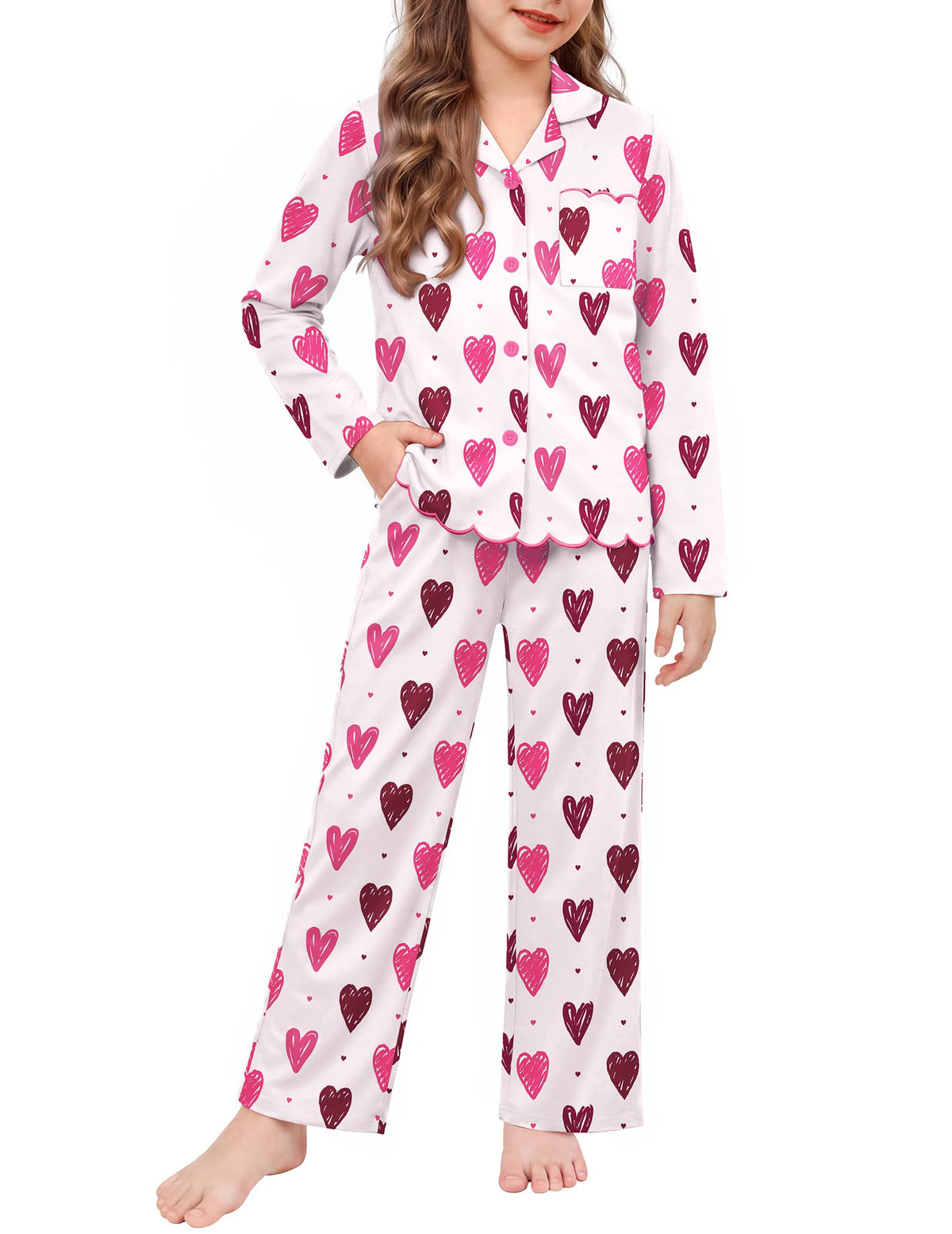 Arshiner Girls Pajamas Long Sleeve Sleepwear Cute Printed Button Down Pjs