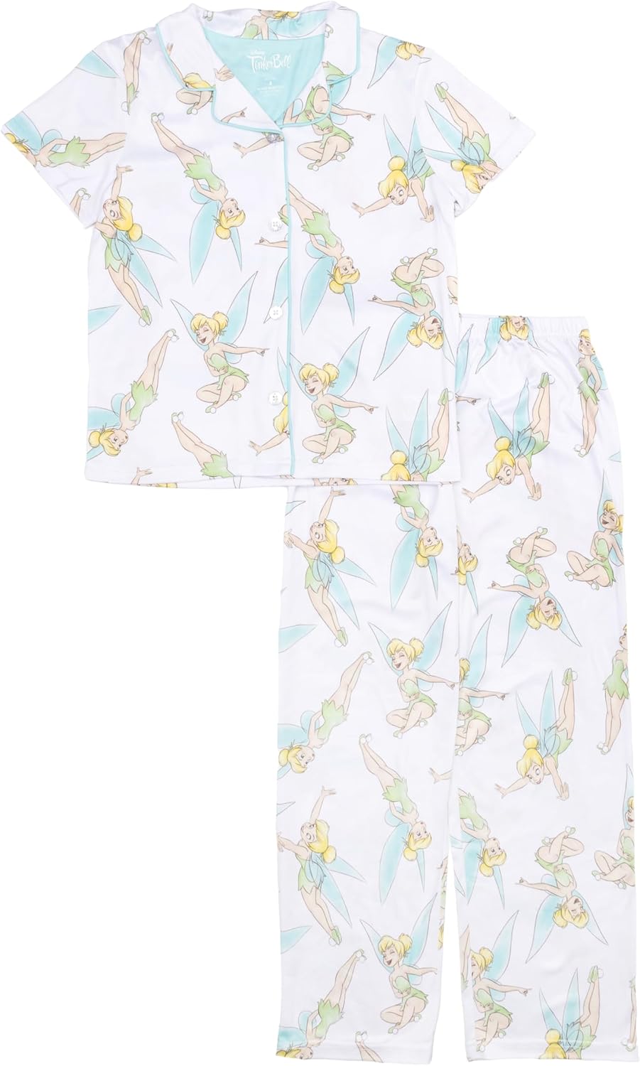 Disney girls 2-piece Loose-fit Button Down Matching Pajama Set, Soft & Cute for Kids