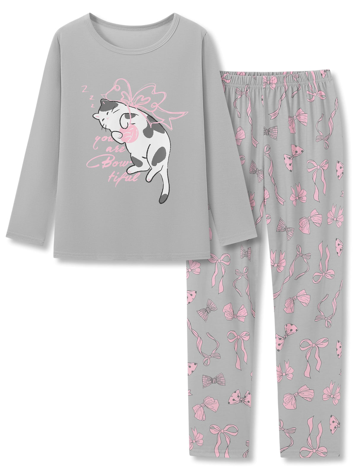 Tebbis Girls Long Sleeve Pants 2 Piece Trendy Print Pajama Set Size 6-18