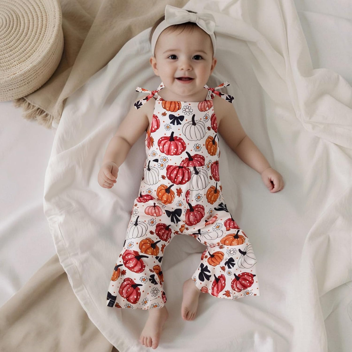 Toddler Baby Girl Bell Bottoms Romper Floral/Butterfly Overalls Suspender Flare Pants One Piece Strap Jumpsuit