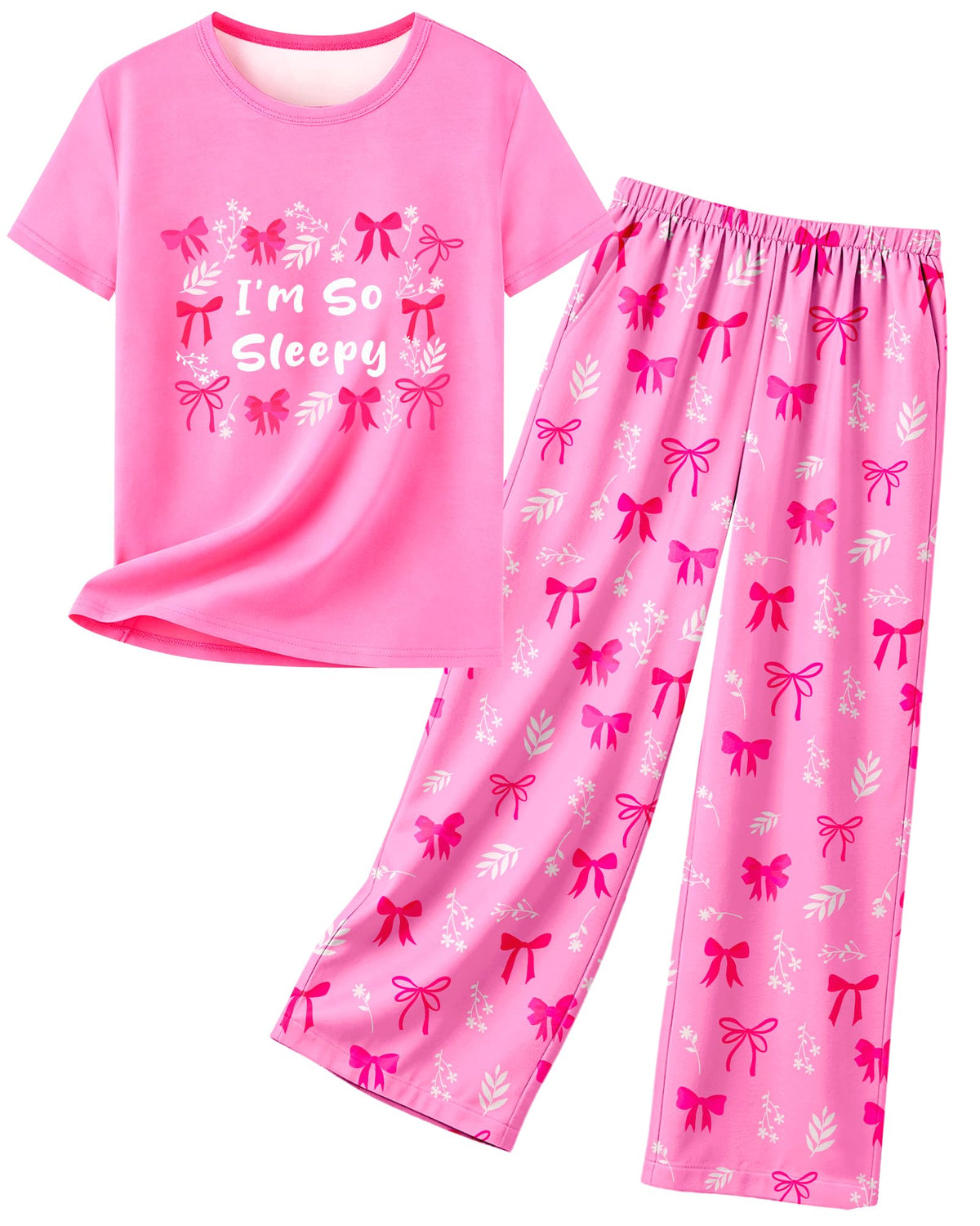 Girls Pajamas Short Sleeve Pants Pjs for Big Girls Sleepwear Kids Jammies Sets Cute Soft Loungewear Size 7-14