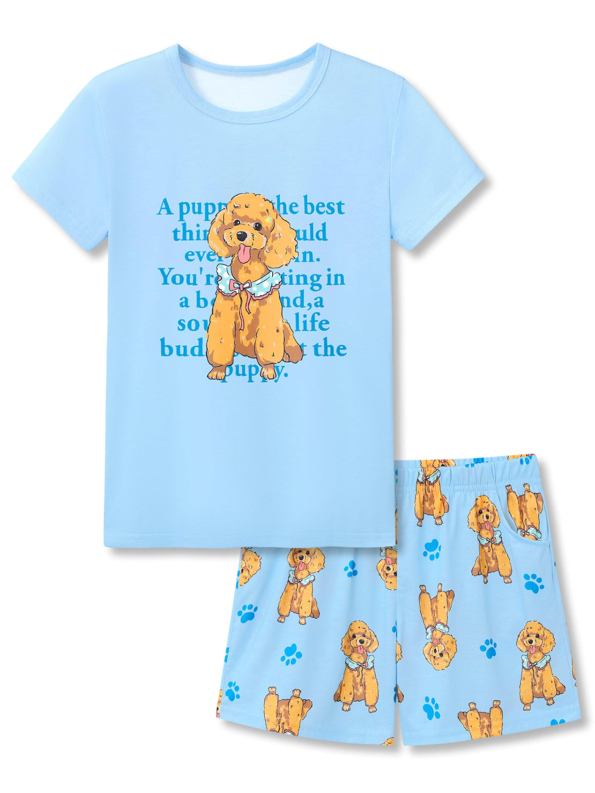 Tebbis Girls Pajama Set Tie Dye Cute Prints Tee & Shorts Sizes 6-18