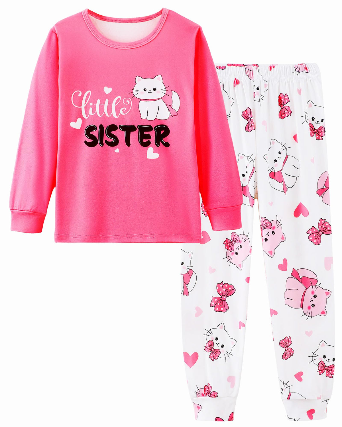 Mikrdoo Girls Pajamas Set Long Sleeve Top and Pants 2 Piece Sleepwear