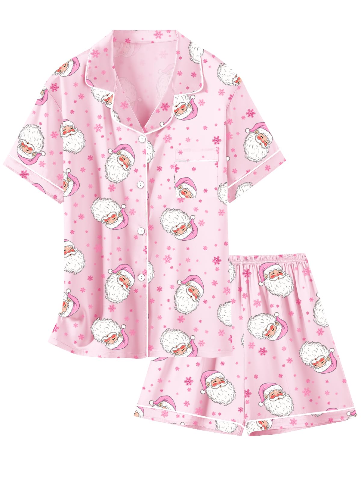 Schbbbta Girls Womens Pajamas, Satin Silky Pjs Set Kids 2Pcs Button-Down Nightwear Sleepwear Gift for Mommy and me