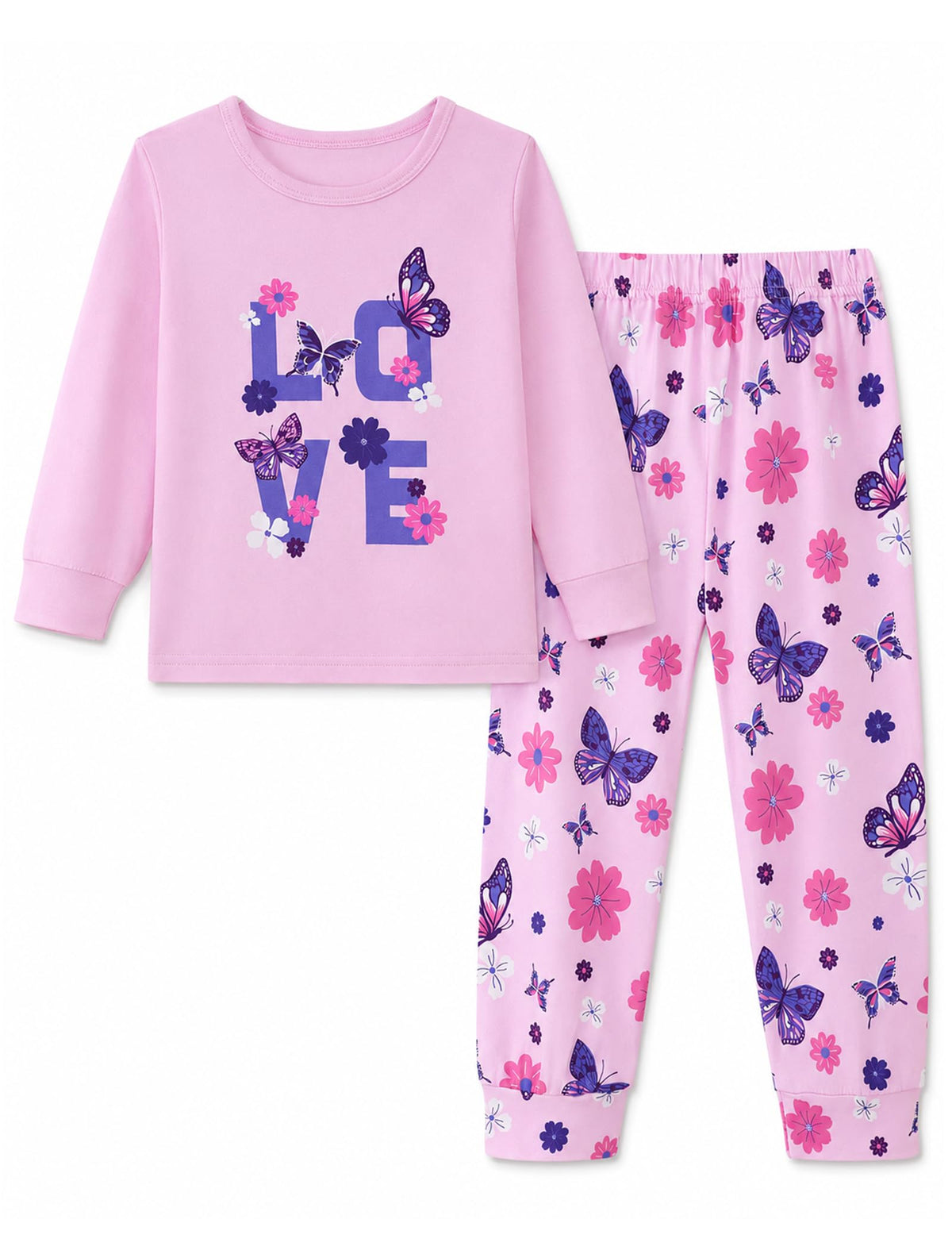 Mikrdoo Girls Pajamas 2 Piece Soft Long Sleeve Pjs Set for Kids 18M-7Y