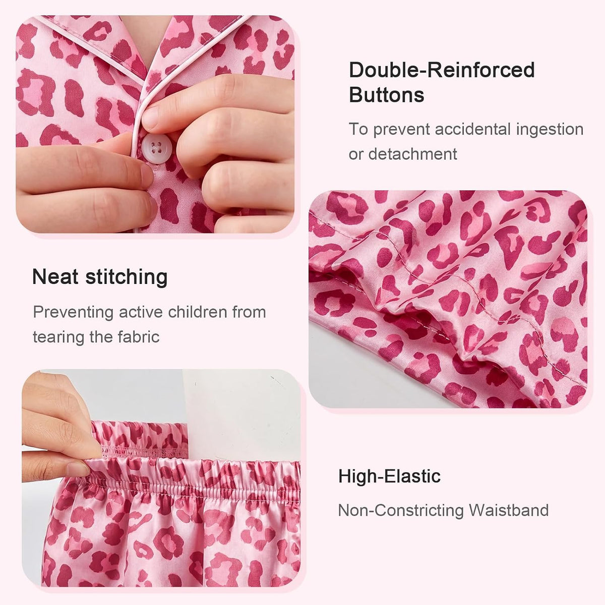 FIOBEE Girls Satin Pajamas Set Short Sleeve Two Piece Pjs for 8-14 Years