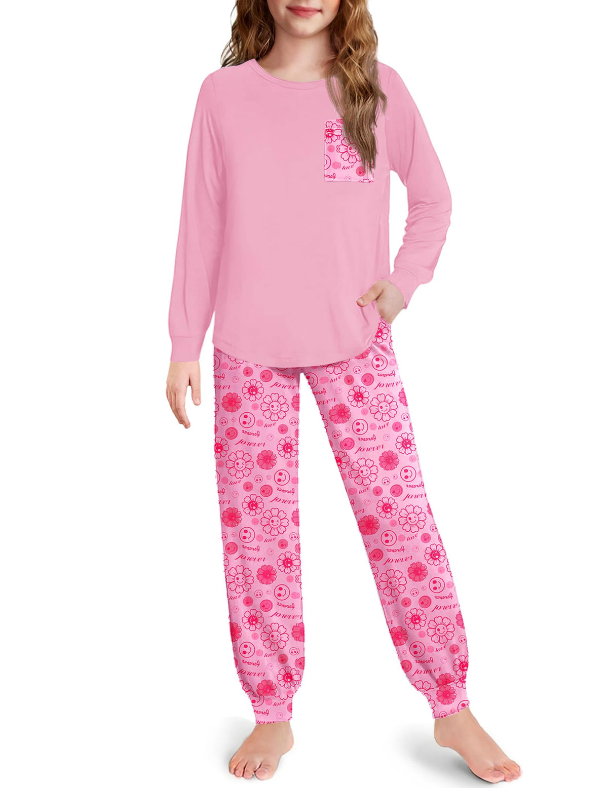Arshiner Pajamas for Girls Long Sleeve Pjs Set Soft Ankle Cuff Sleepwear