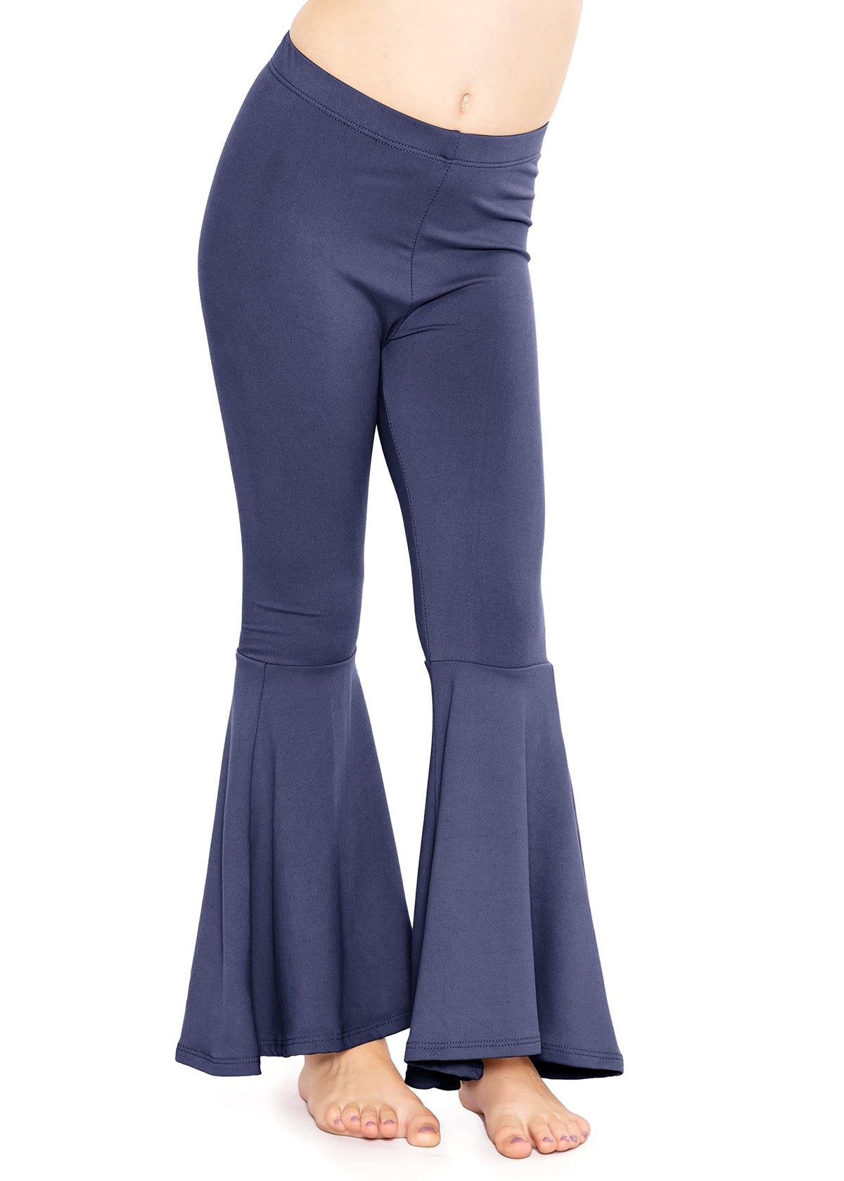 STRETCH IS COMFORT Girls Stretch Bell Bottoms Flare Pants Little | Big Kid Ruffle Bootcut Leggings | Sizes 2-14