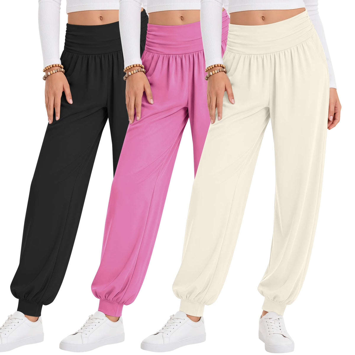 Oakgarden 3 Pack Girls' Lightweight Athletic Joggers Pants