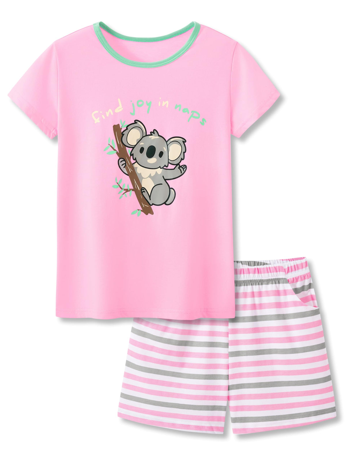 Cozchique Girls Striped Soft Short Sleeve & Shorts Pajama Set Sizes 4T-18