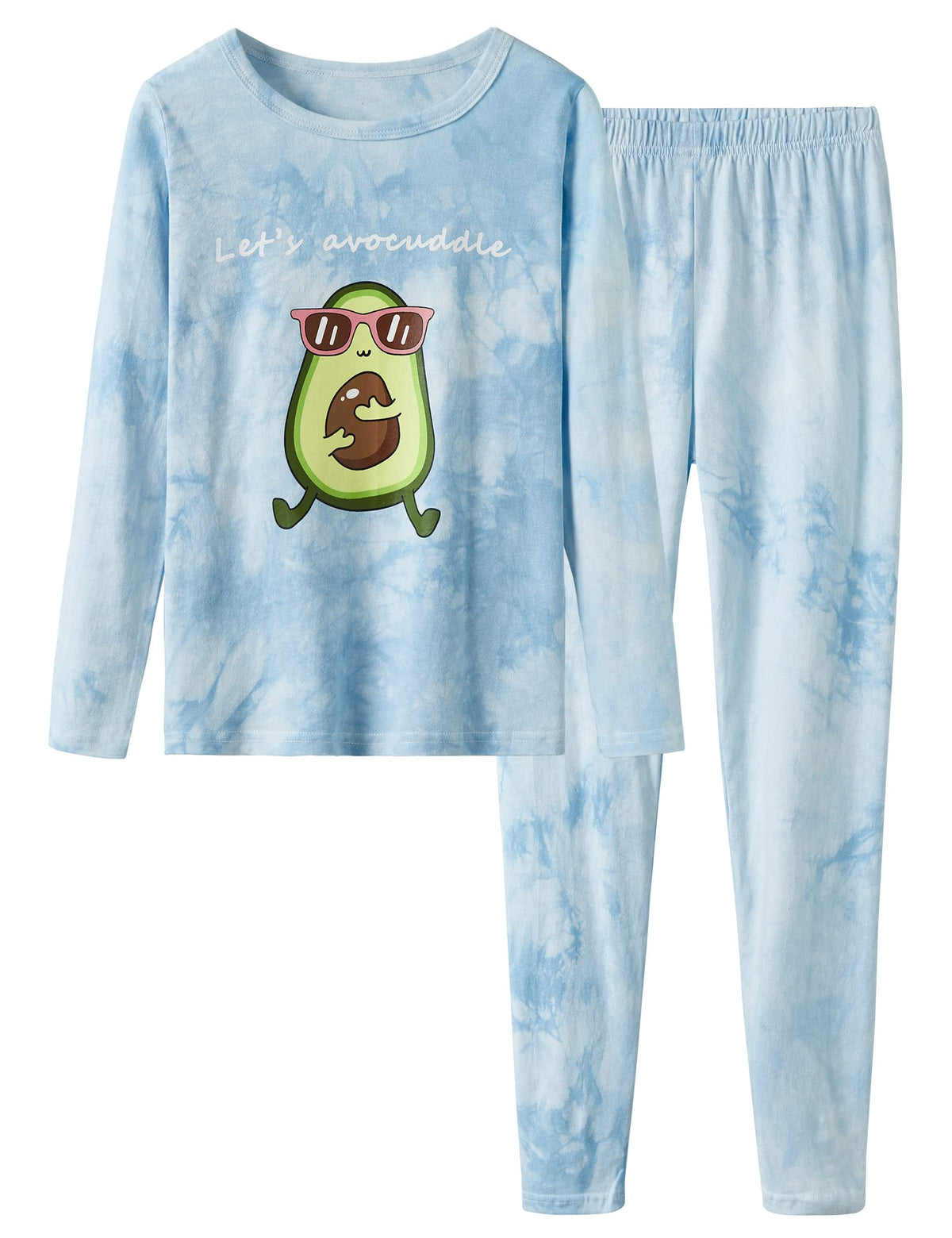 Beezizac Girls' 100% Cotton Pajama Set, Tie-Dye with Various Prints, 4T–18