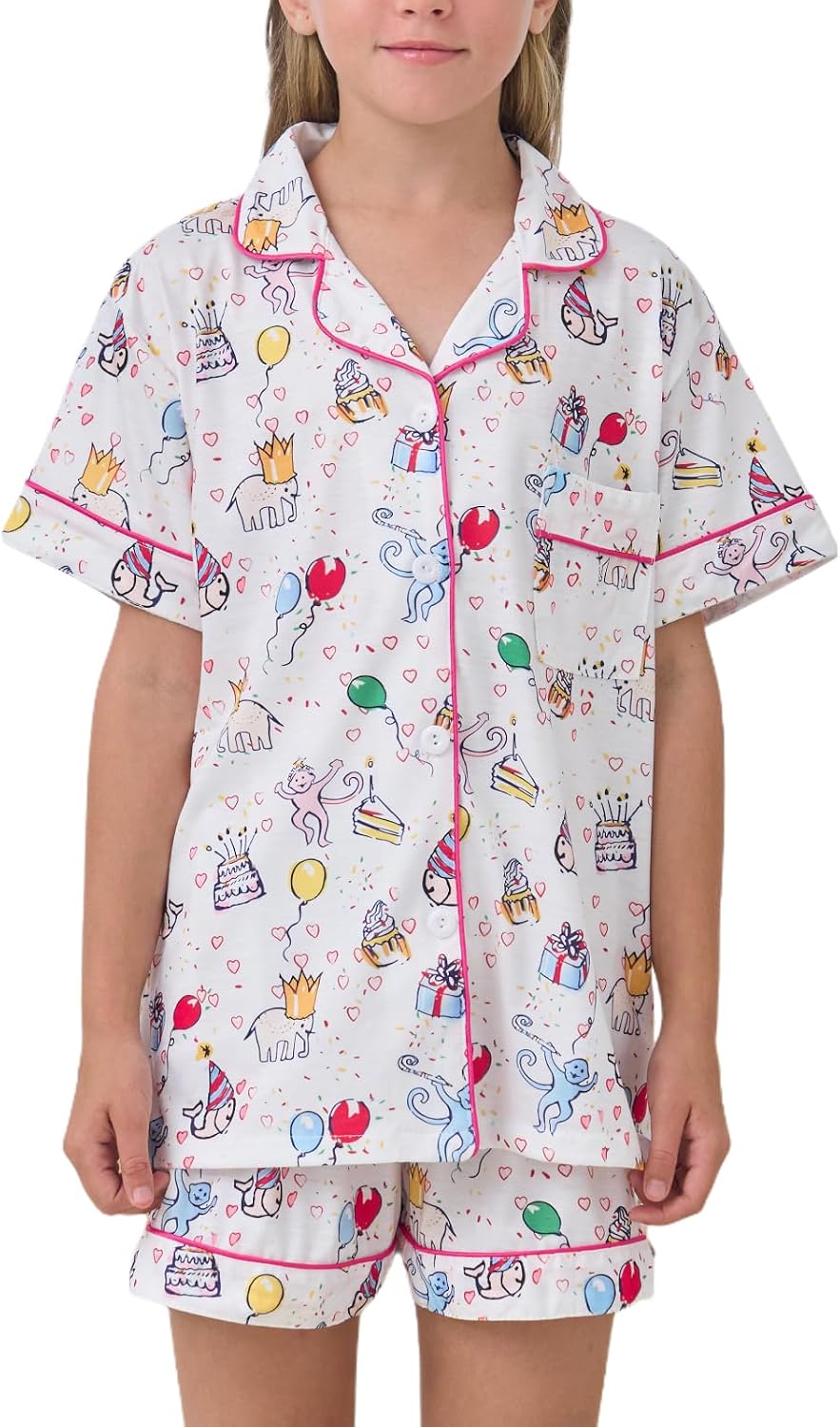Girls Summer Outfit,Kids Monkey Button Down Loungewear Sleepwear Pjs