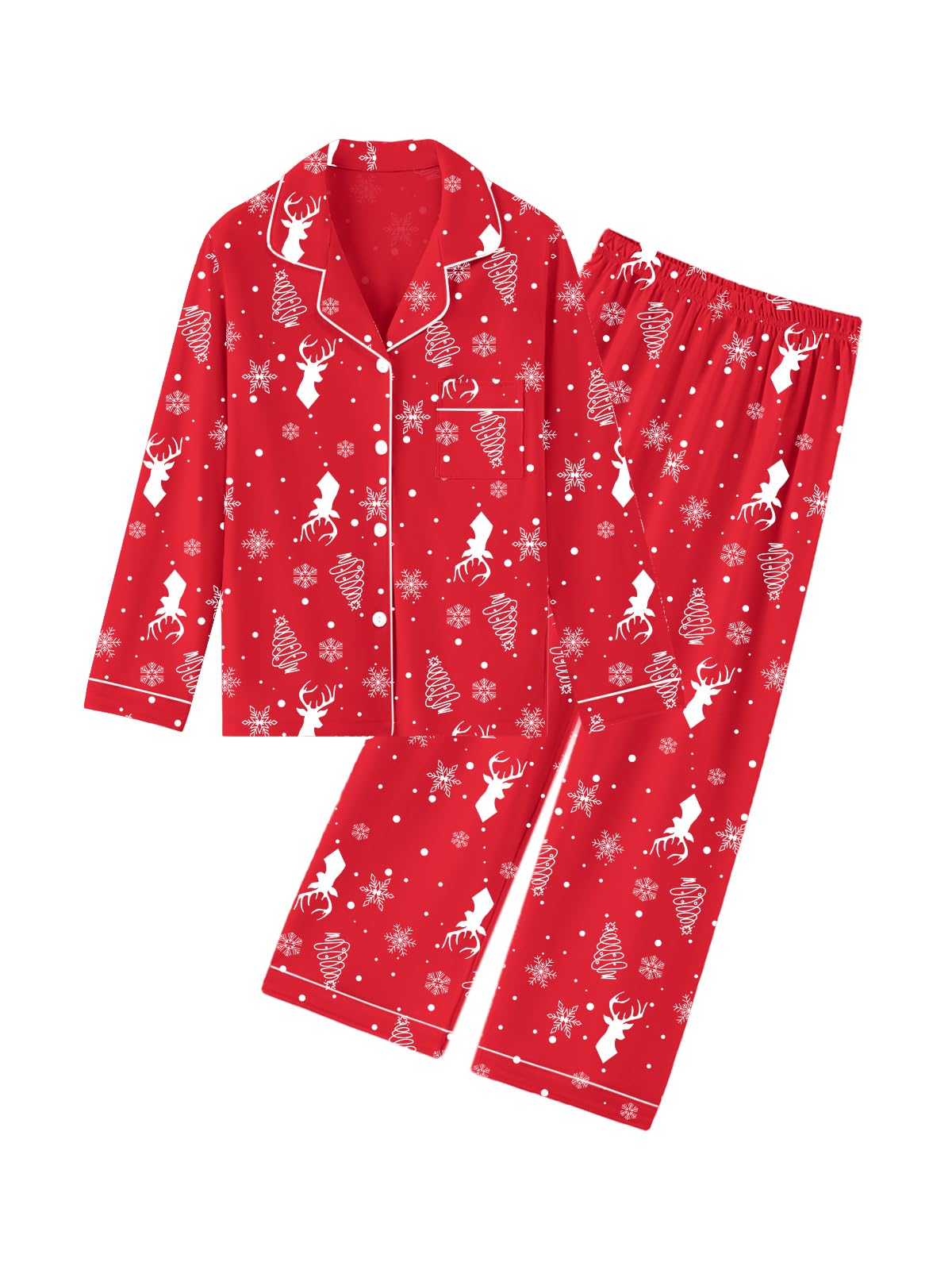 QZH.DUAO Girls Women Pajamas Set Cotton Long Sleeve Top Pjs 5Years-L