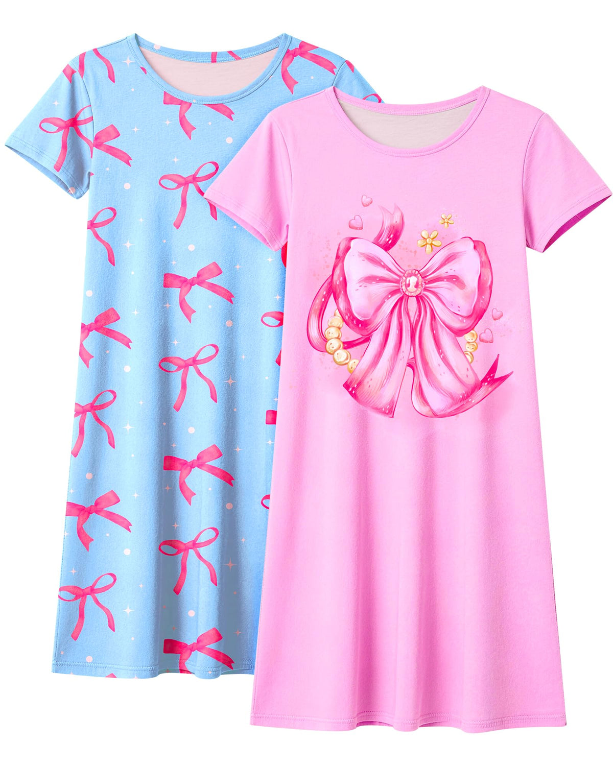 Sylfairy 2Pcs Girls Nightgowns Kids Pajamas Princess Nightgown Dress Sleepwear for Toddler Little Girls Nightdress
