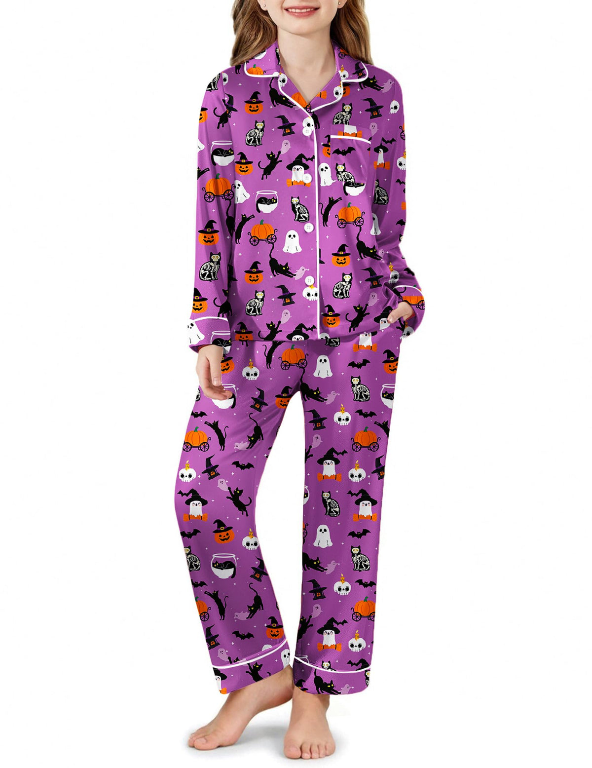 Arshiner Girls Pajamas Satin Pajama Set 2 Piece Pjs Button Down Sleepwear