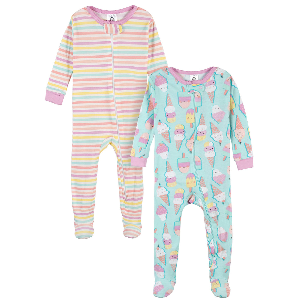 Gerber Baby Girls 2-Pack Footed Pajamas