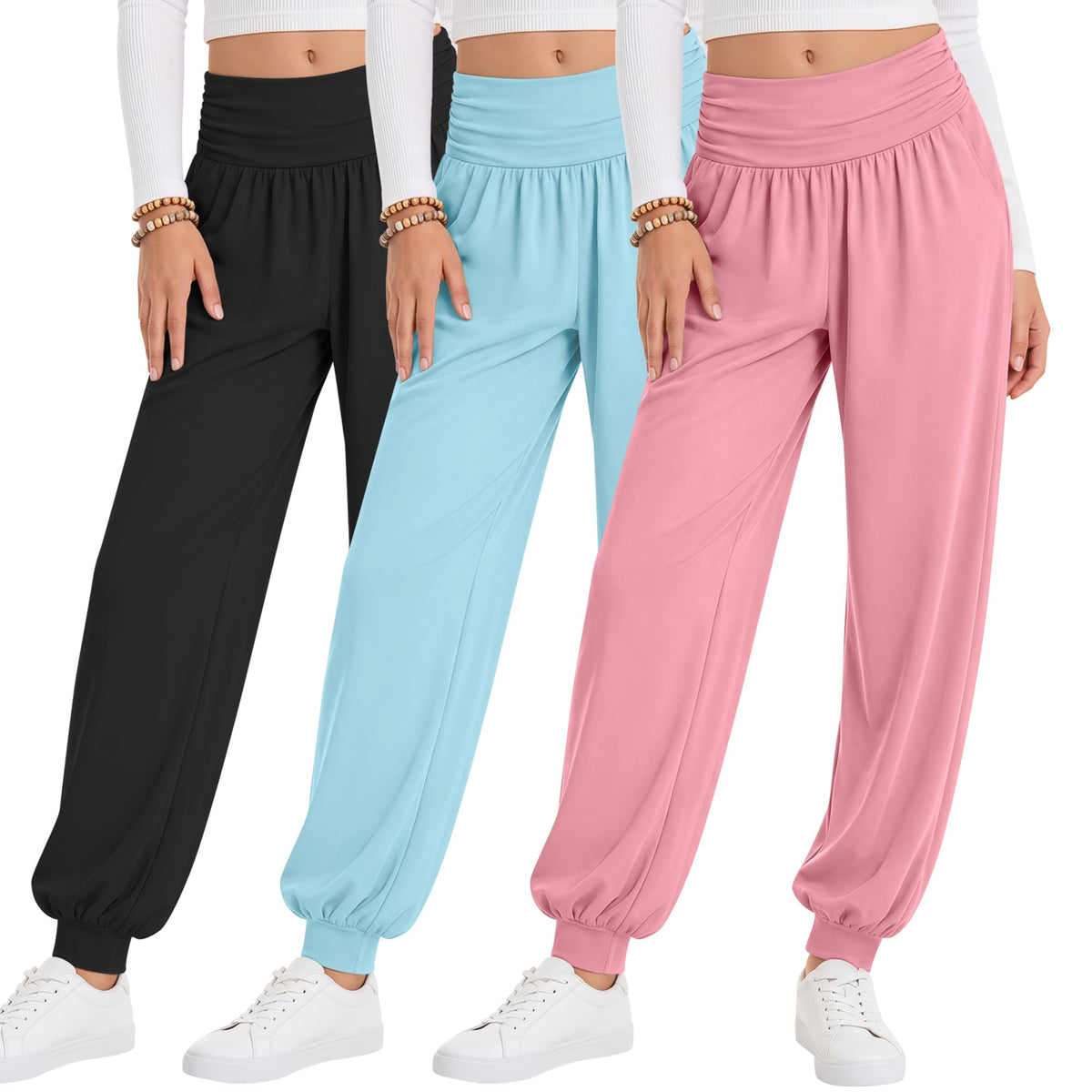 Oakgarden 3 Pack Girls' Lightweight Athletic Joggers Pants
