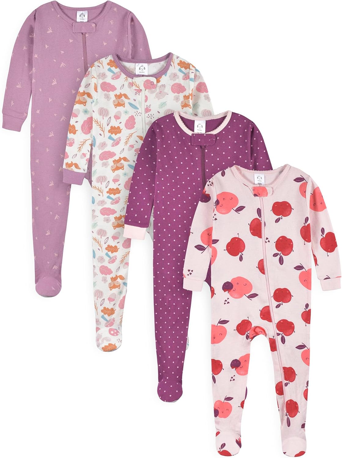 Gerber Baby Girls 4-pack Footed Pajamas