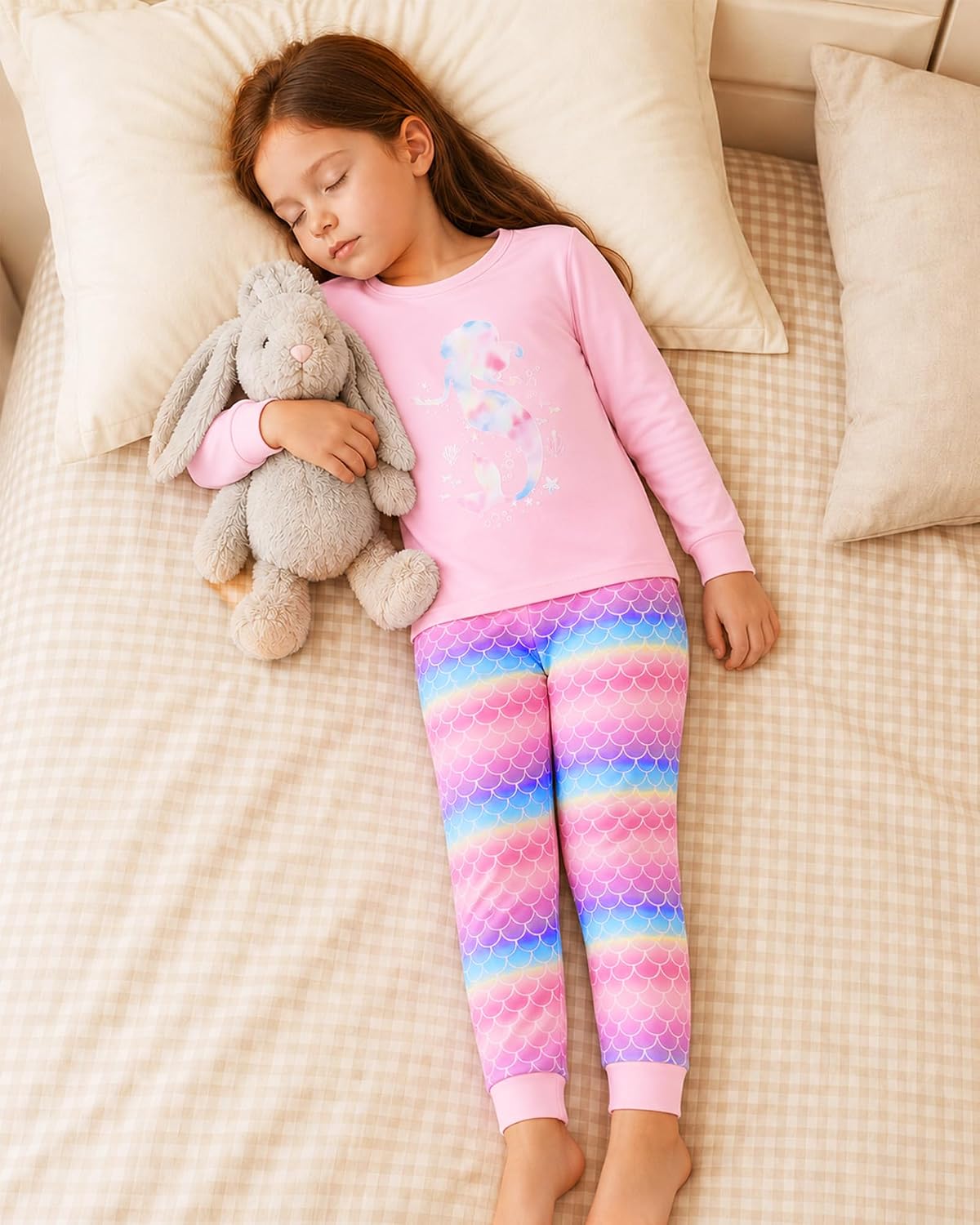Mikrdoo Girls 2-Piece Pajamas Set Soft Long Sleeve Sleepwear 4-12 Years