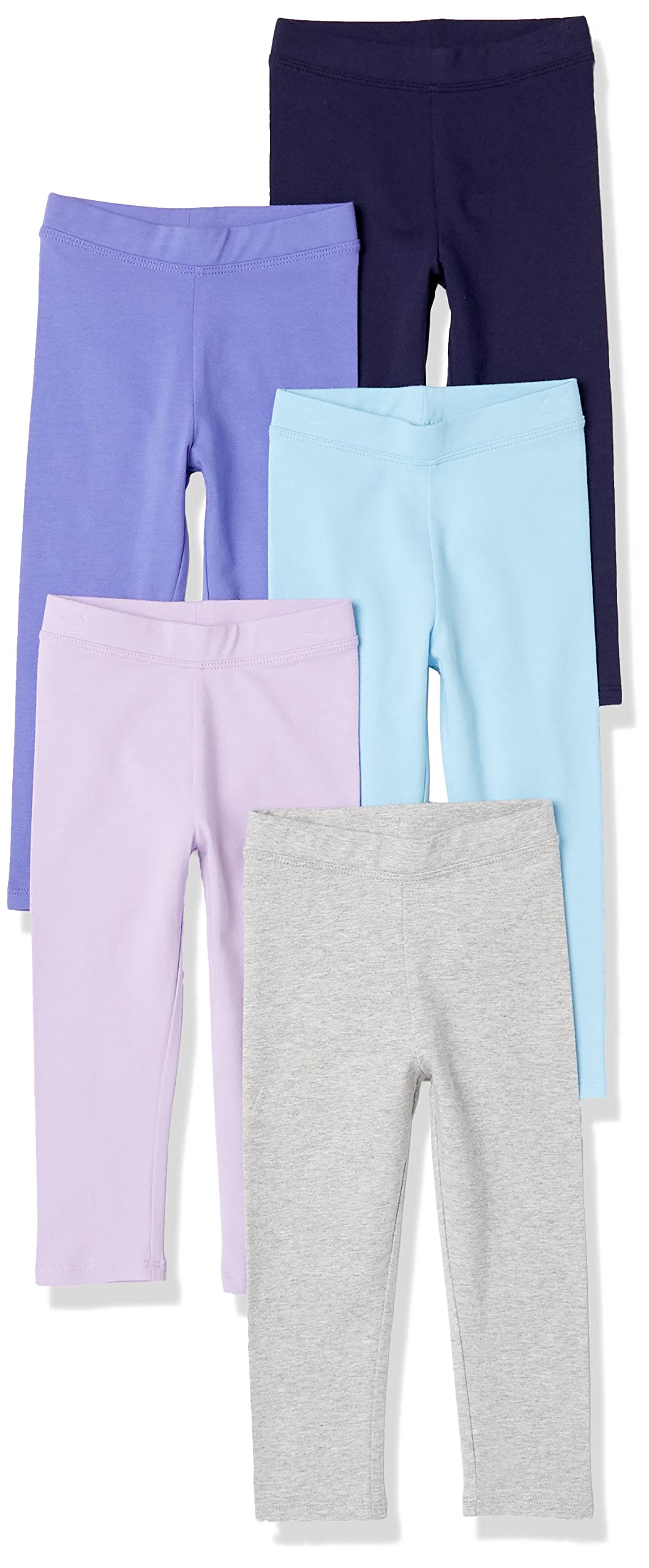 Amazon Essentials Girls' Cotton Stretch Leggings, Multipacks