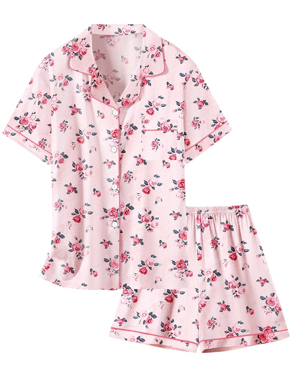 Girls & Womens Satin Pajamas Set, Silk Button-Down Sleepwear 2 Piece Nightwear, 3 Years - Women XXL