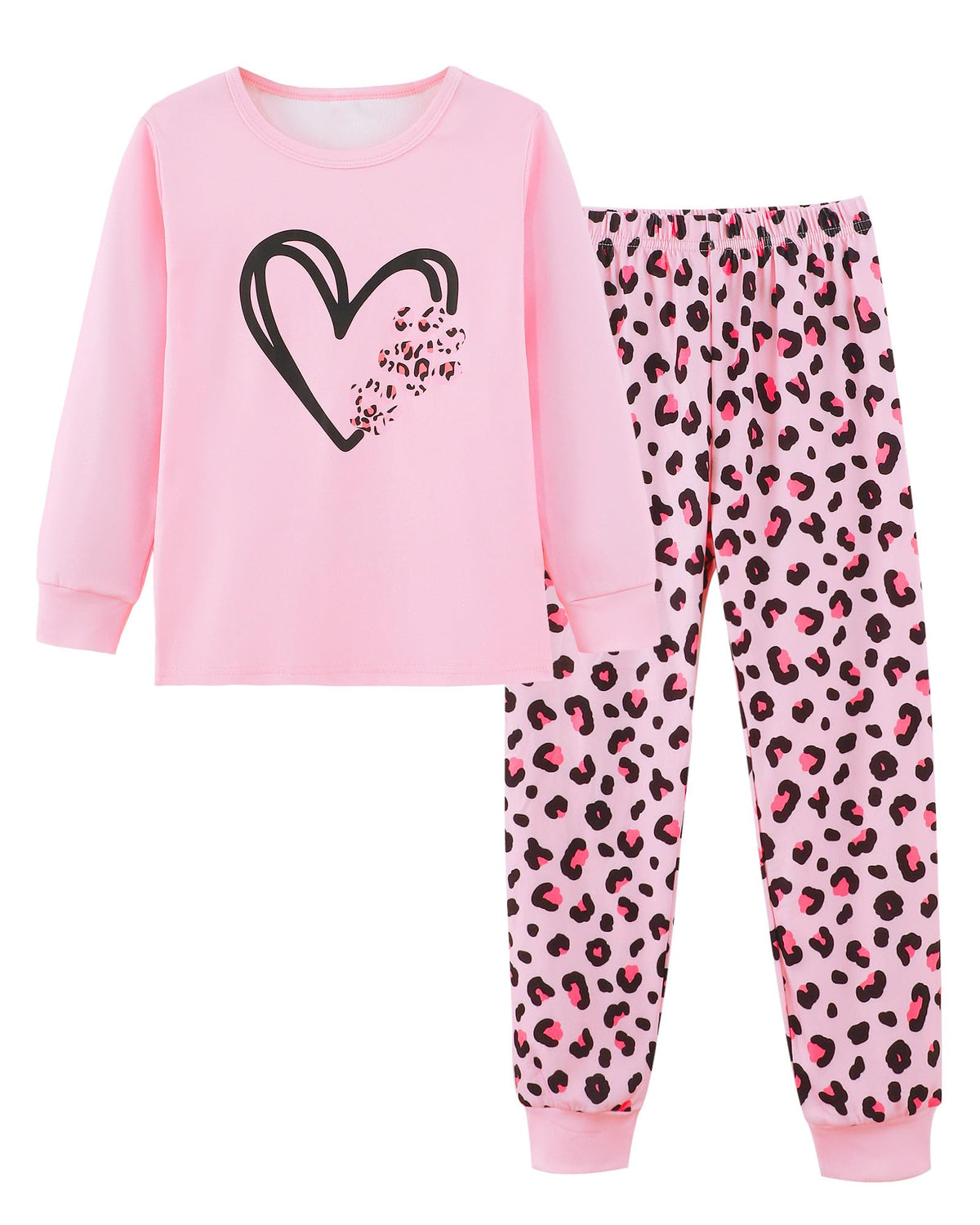 Mikrdoo Girls Pajamas Set Long Sleeve Top and Pants 2 Piece Sleepwear