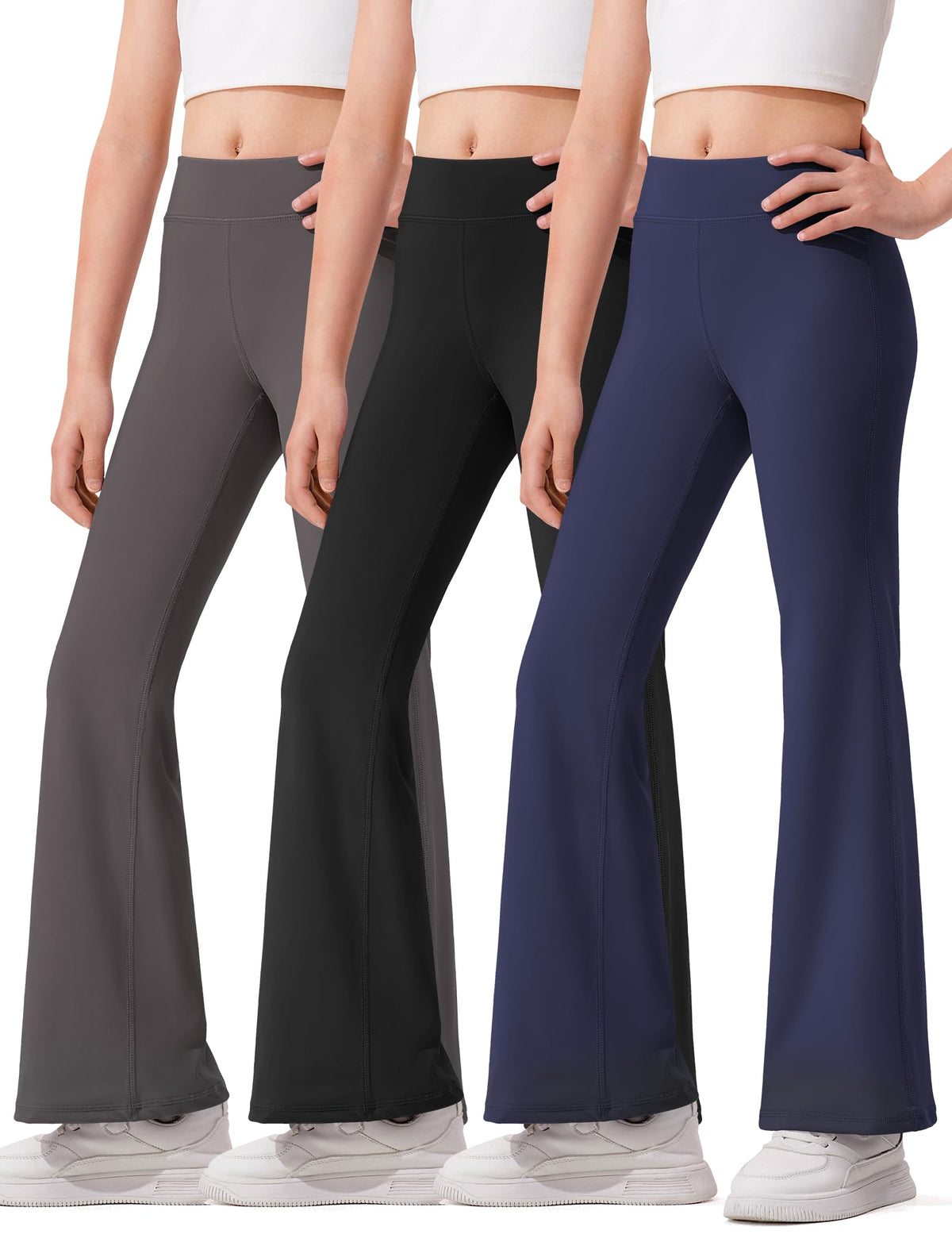 HASMES 3 Pack Girls Flare Leggings Kids Bell Bottom Dance Yoga Pants