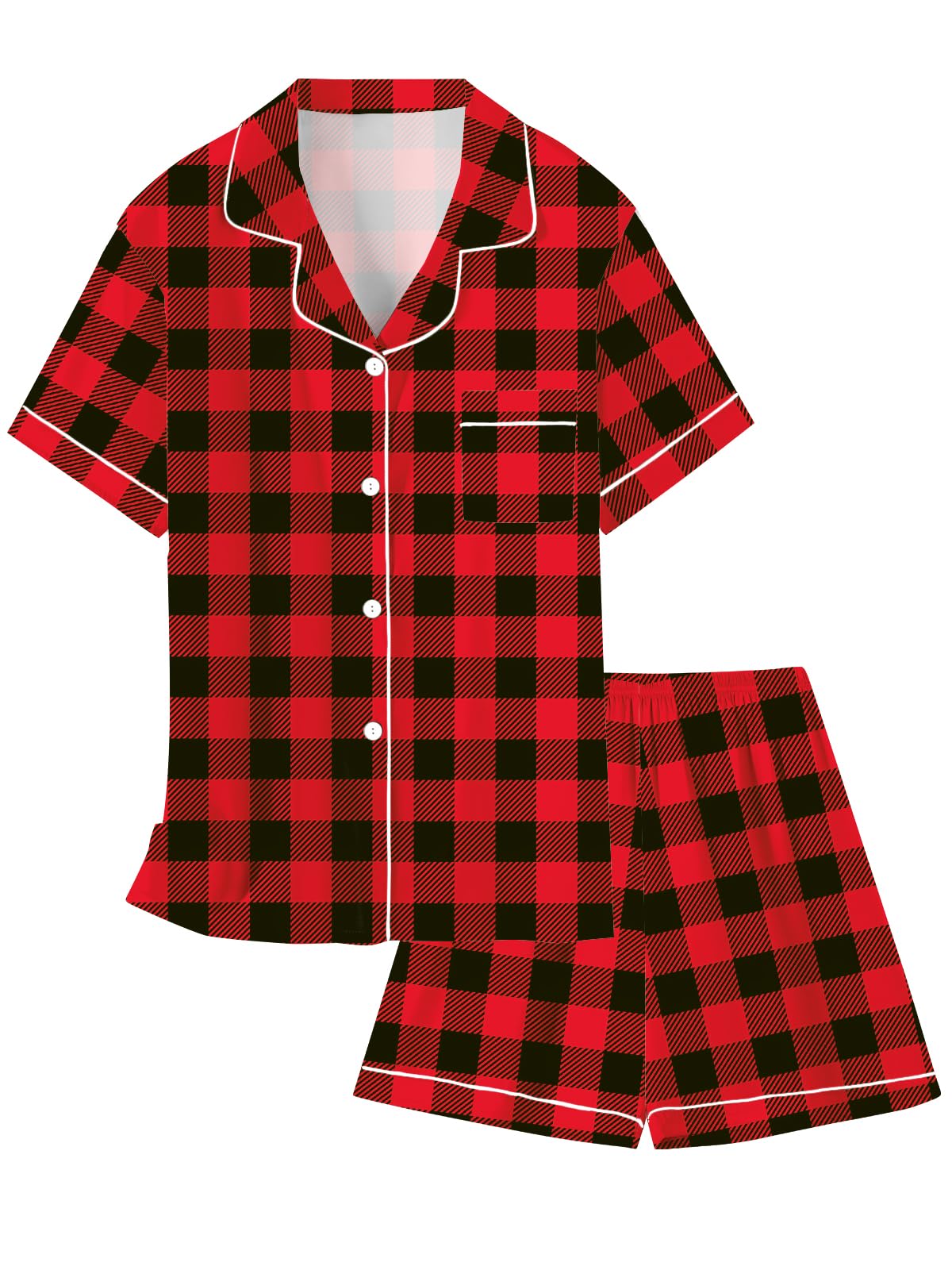 Girls & Womens Satin Pajamas Set, Silk Button-Down Sleepwear 2 Piece Nightwear, 3 Years - Women XXL