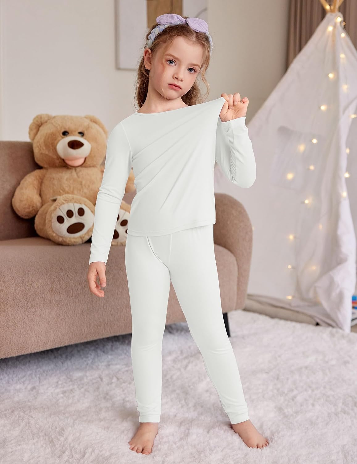 Arshiner Thermal Underwear for Kids Long Johns Girls Base Layer Top Bottom